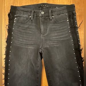 Liverpool Sadie Distressed and Studded Straight-Leg Jean, size 4/27.